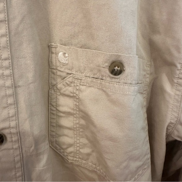 Carhartt Work Shirt Mens 2XL Tall Tan Brown Khaki Button Up Original Fit - Picture 4 of 6